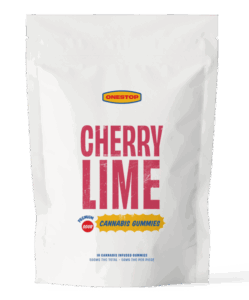 pack of onestop sour cherry lime thc gummies 500mg