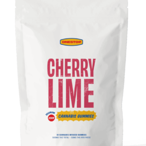 pack of onestop sour cherry lime thc gummies 500mg