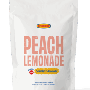 pack of onestop sour peach lemonade thc gummies 500mg