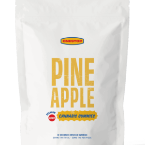 pack of onestop sour pineapple thc gummies 500mg
