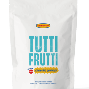 pack of onestop tutti frutti thc gummies 500mg