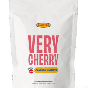 pack of onestop very cherry thc gummies 500mg