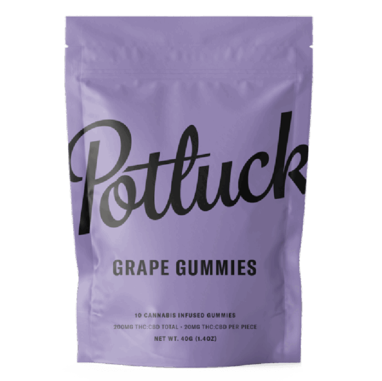 pack of potluck grape thc gummies