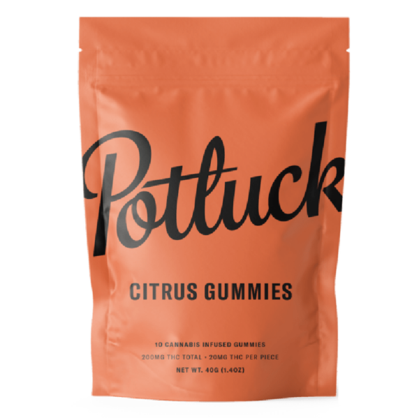 Potluck Extracts - citrus gummies main pack of potluck citrus gummies 200mg